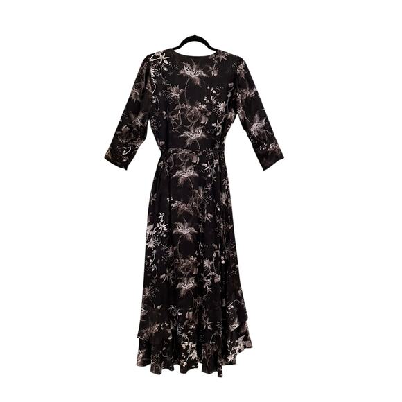 All Saints Tage Evolution Wrap Dress UK Medium US 6/8 Silk Butterfly Flower - Picture 5 of 11